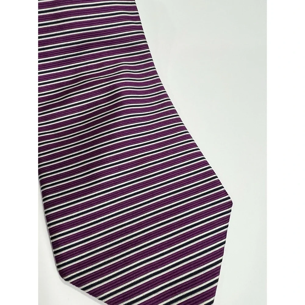 Brooks Brothers Makers Purple Stripe Tie Hand Woven Made USA Classic Necktie B22